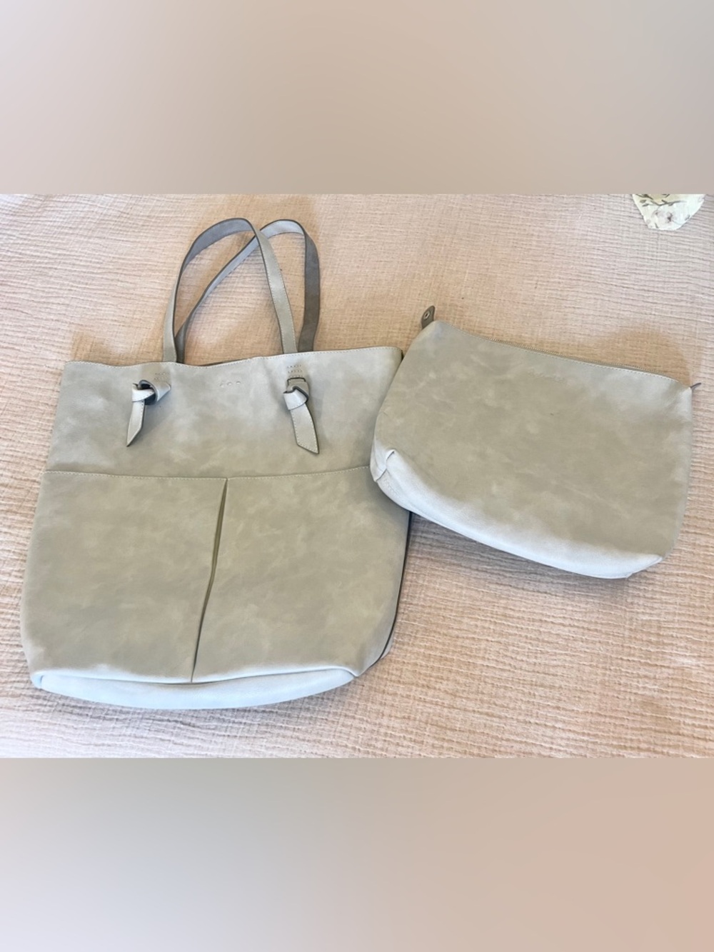 Large‎ Bodega Tote Bag with Removable Pouch. Grey Cloud